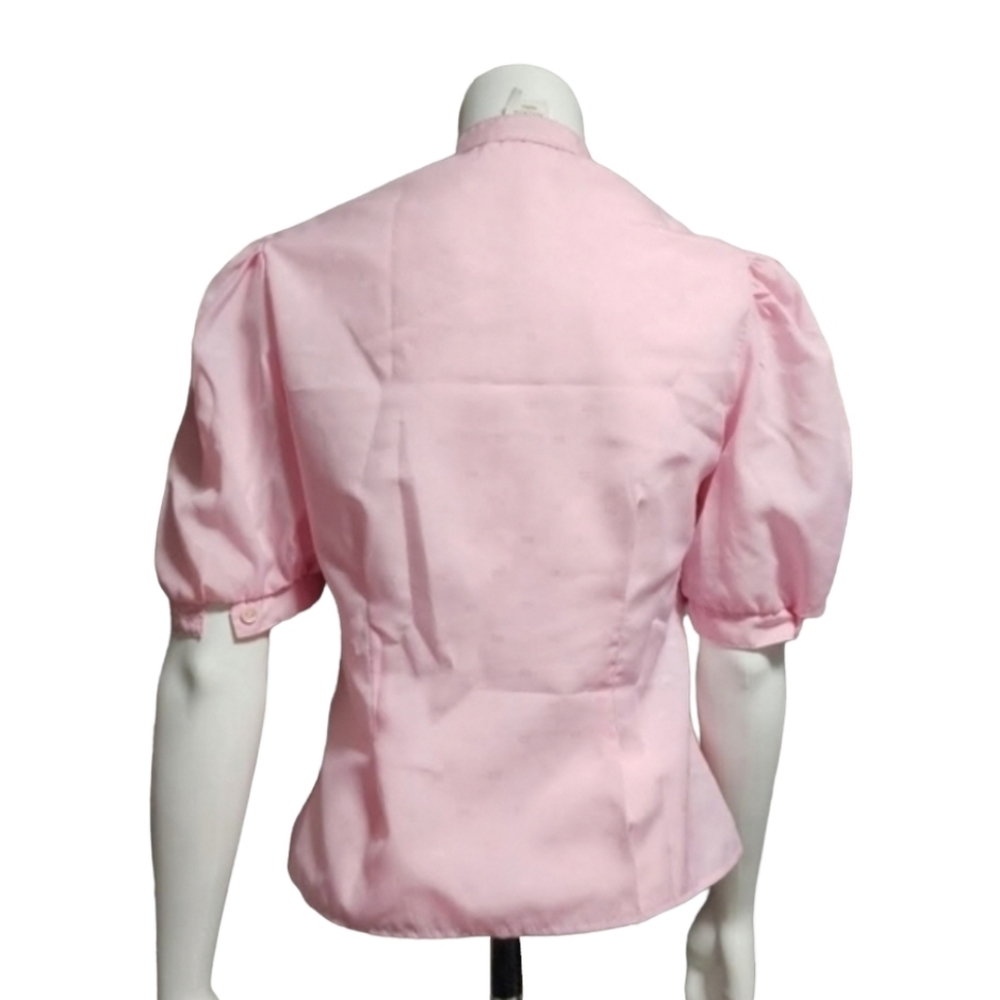 VINTAGE Y2K Bubblegum Pink Puffy Sleeve Blouse S Ruffle Punk Barbiecore Top - Picture 5 of 16